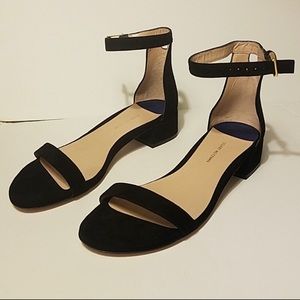 Stuart Weitzman Nudistjune Black Suede Sandal Heel